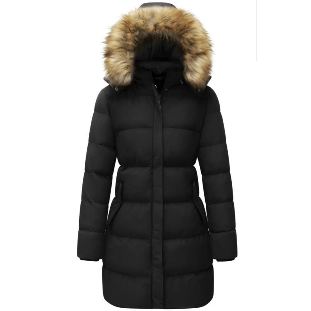 WenVen Women's Long Winter Coat Warm Thicken Puffer Jacket with Fur Detach Hood